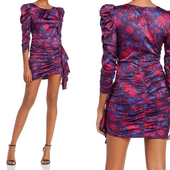 For Love & Lemons Endless Floral Puff Sleeve Bodycon Dress - Picture 5 of 5